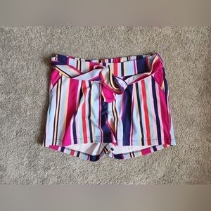 Body by Us Rainbow Striped Tie High waisted shorts